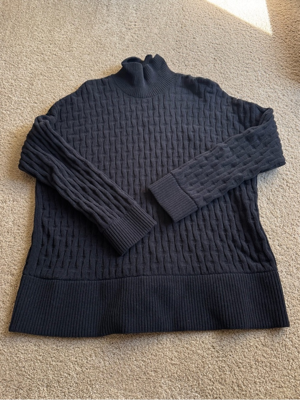 lululemon athletica Black Cable-Knit Turtleneck Sweater